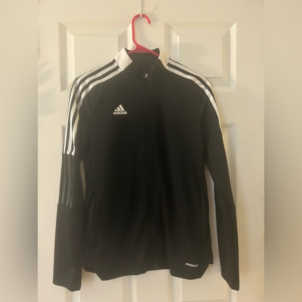 adidas Black Performance Track Jacket with White Stripes
